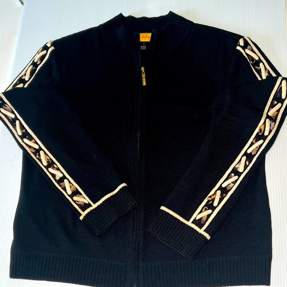 Vintage St. John Black Wool Blend Zipper Sweater/M - Picture 2 of 14